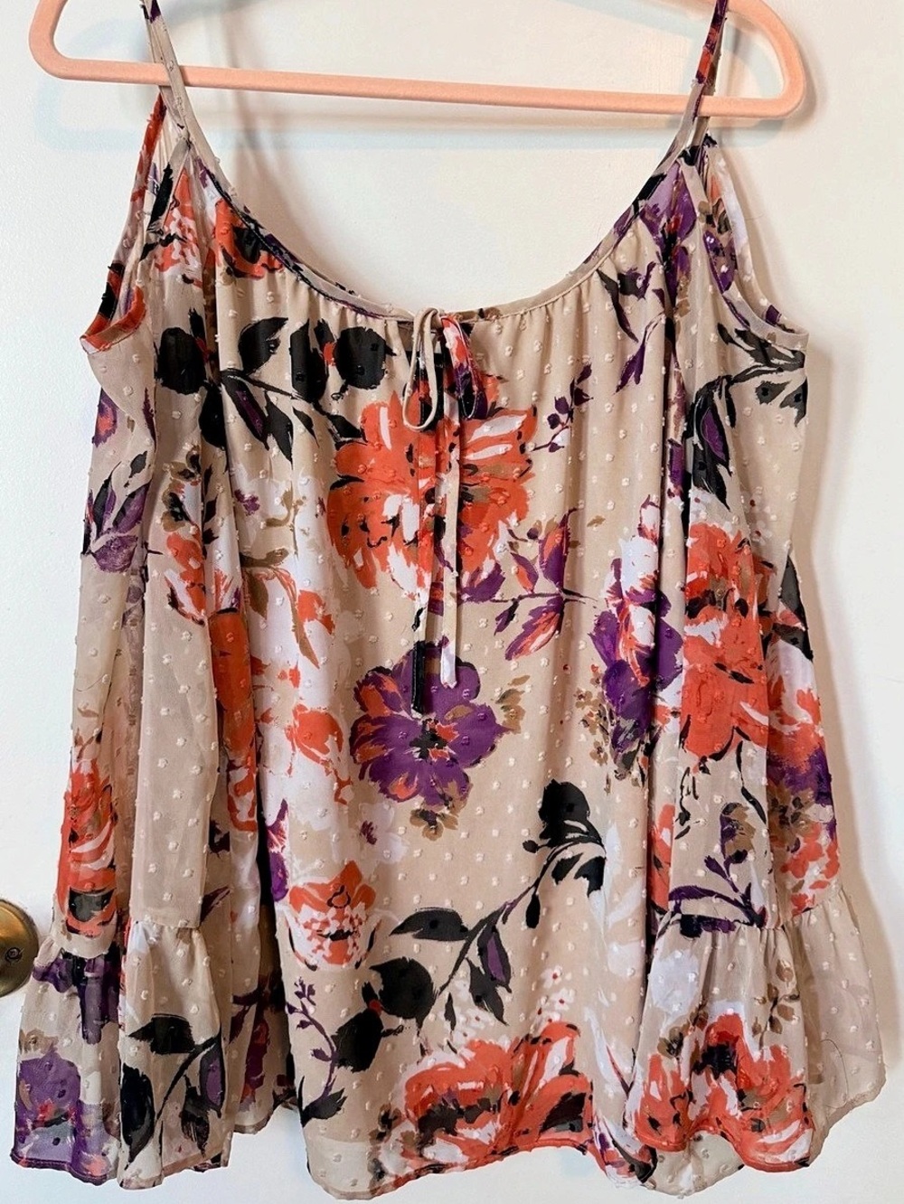 INC International Concepts Size 16 Floral Cold Shoulder Blouse Lined
